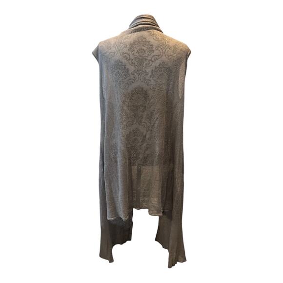 Bryn Walker Linen Draped Open Front Vest size L Taupe Gray Beige Greige - Picture 2 of 11